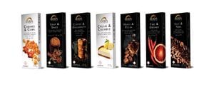 image of a white background with a variety of coda chocolate marijuana edible candy bars