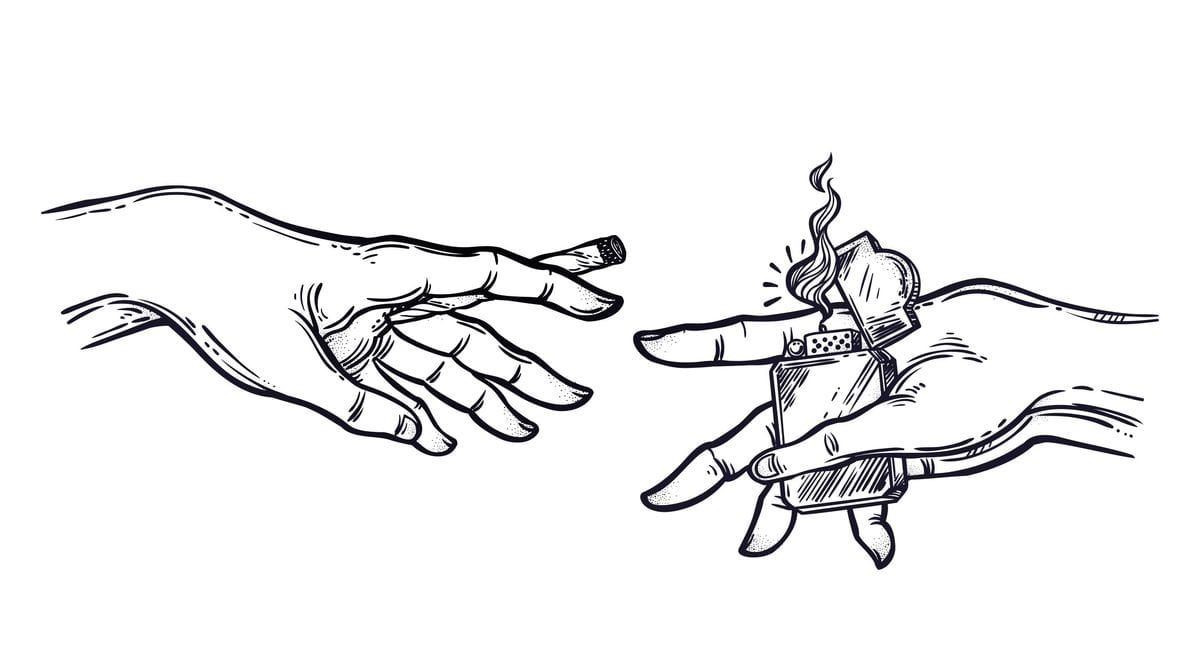 drawings of two closed hands together