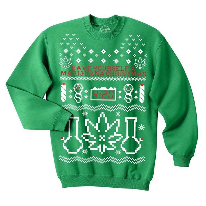 Cannabis Marijuana Christmas Crewneck Sweatshirt