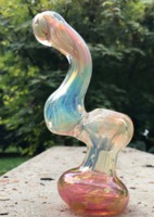 Color Changing Glass Bubbler Fumed w/24k Gold  image