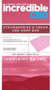 Incredible CBD Strawberries n Cream Chocolate Bar, 100mg image
