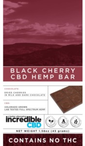 CBD Incredible Black Cherry Chocolate Bar, 100mg image